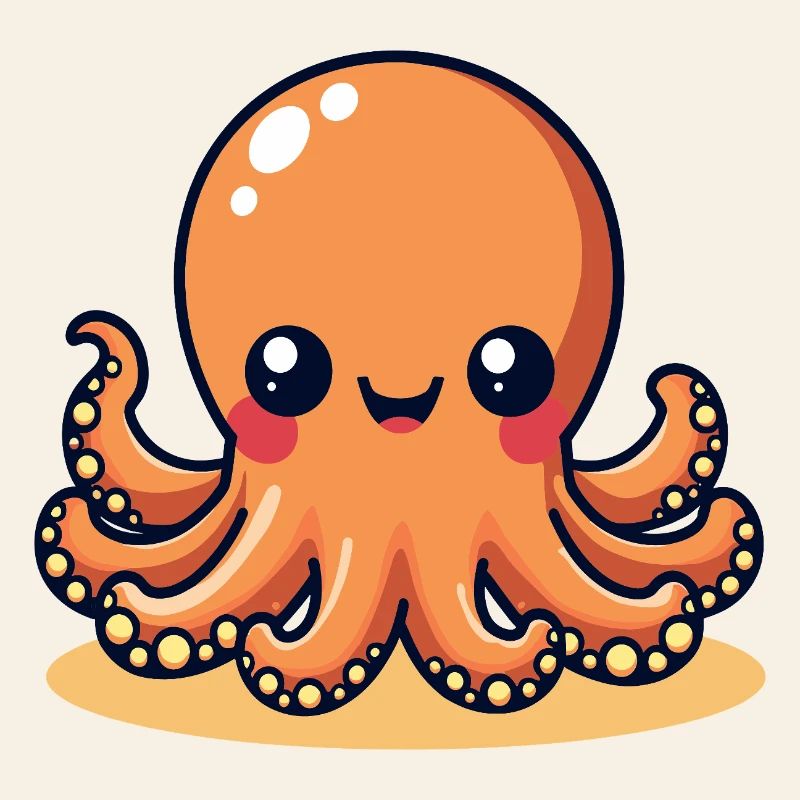 Cute Squid Smiling Octopus Kawaii