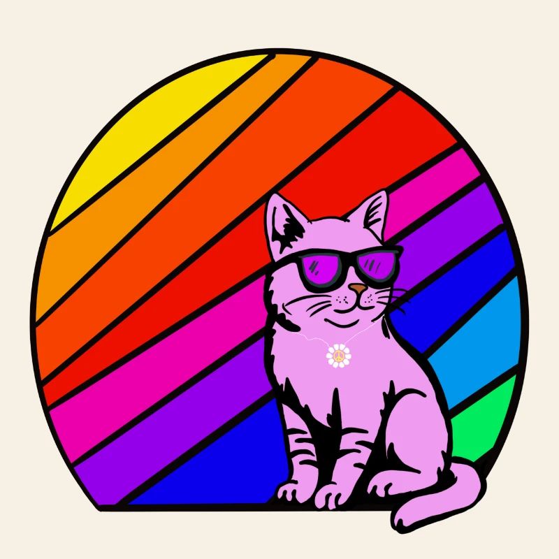 Rainbow cat with sunglasses