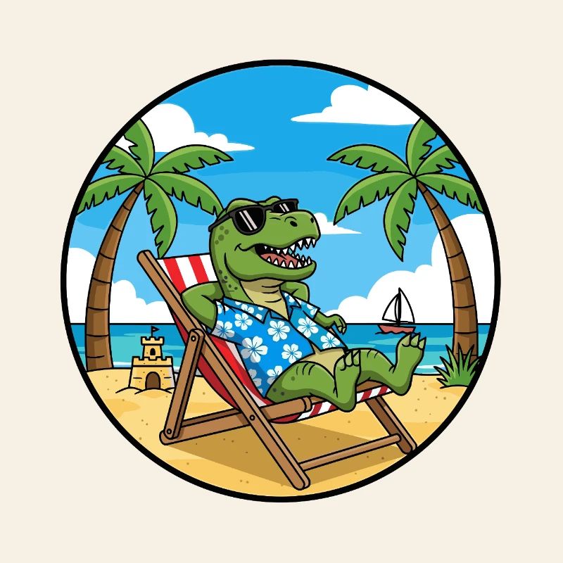 Cool Dinosaur Beach Vacation Summer Vibes