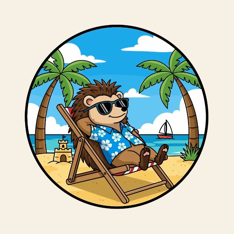 Cool Hedgehog Beach Vacation Summer Vibes