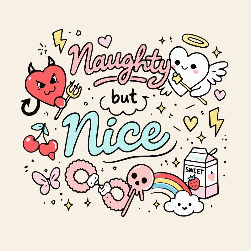 Naughty But Nice Freches Doodle Statement