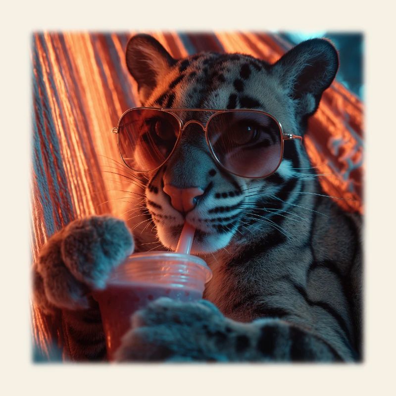 Chill Clouded Leopard Neon Hammock Design