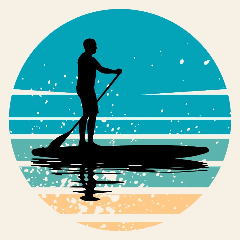 Paddleboard mit maritimer Atmosphäre im Retro-Stil