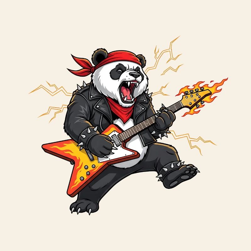 Panda Flame Guitar