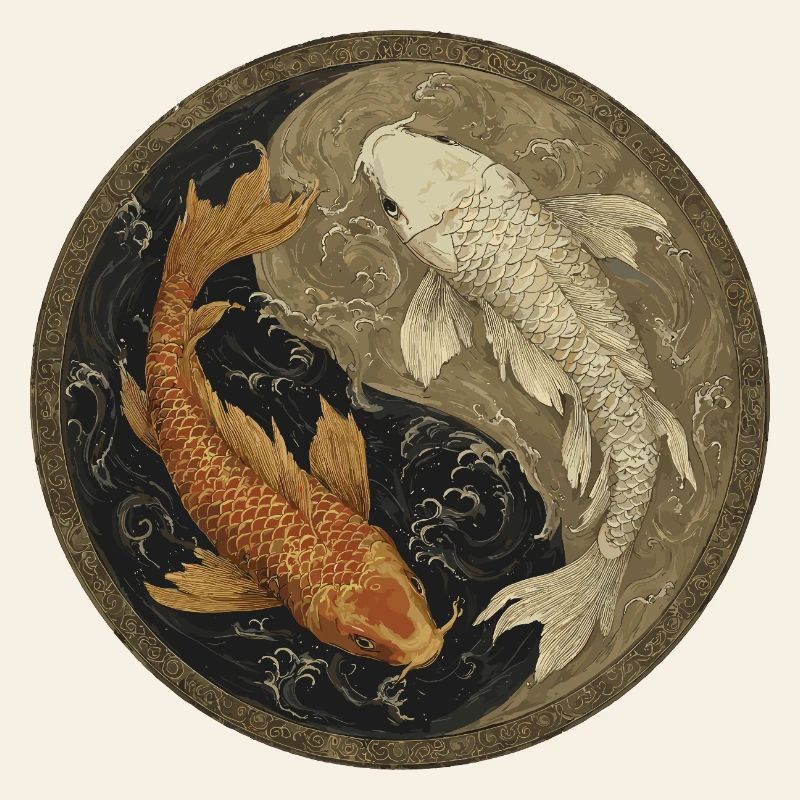 Médaillon Koi Yin-Yang