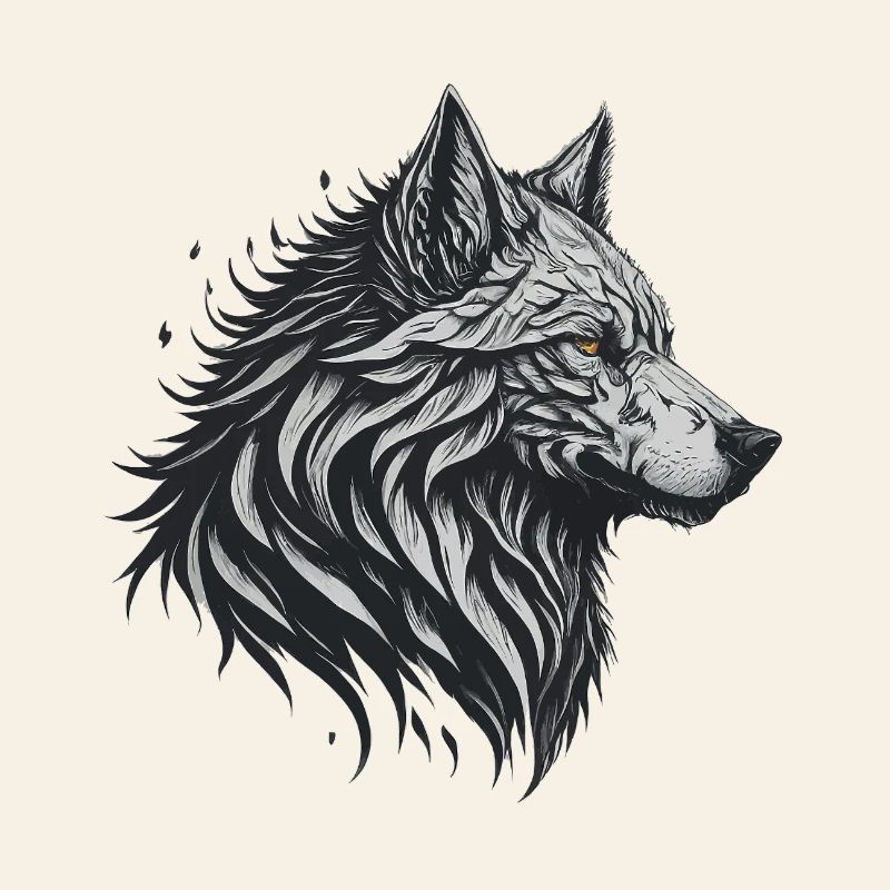 Geometrischer Schwarzer Wolf