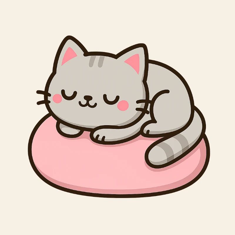 Chat doux sur coussin rose