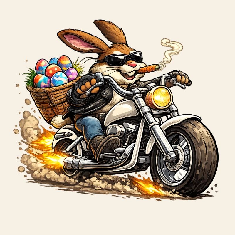 Lapin de Pâques à moto
