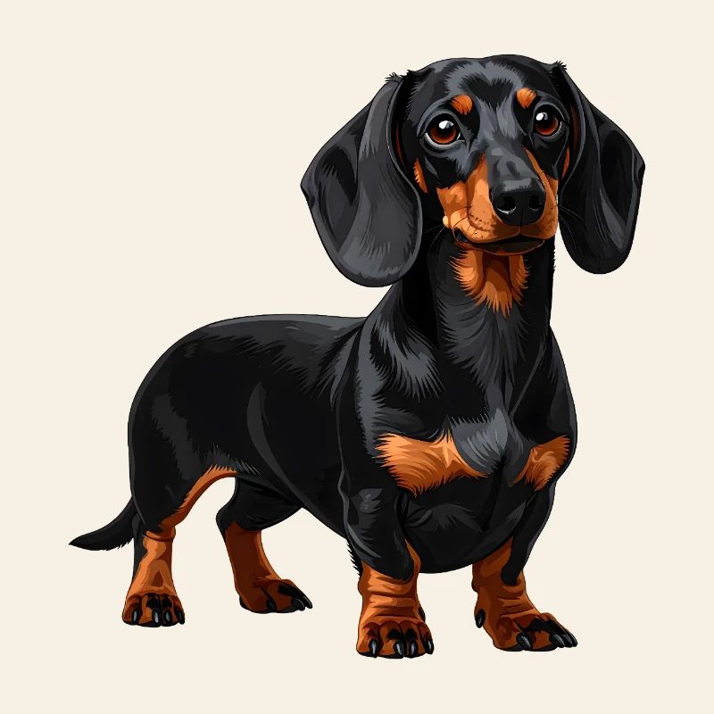 Teckel noir et beige - Chien saucisse