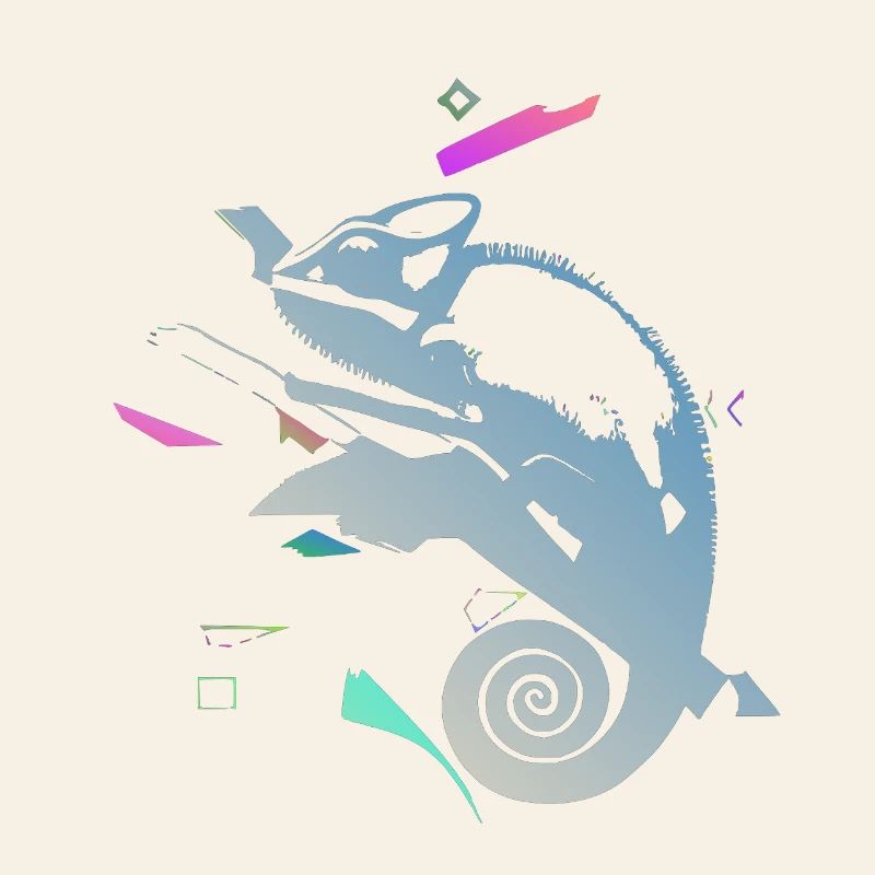 Caméléon en spirale dans un gradient néon