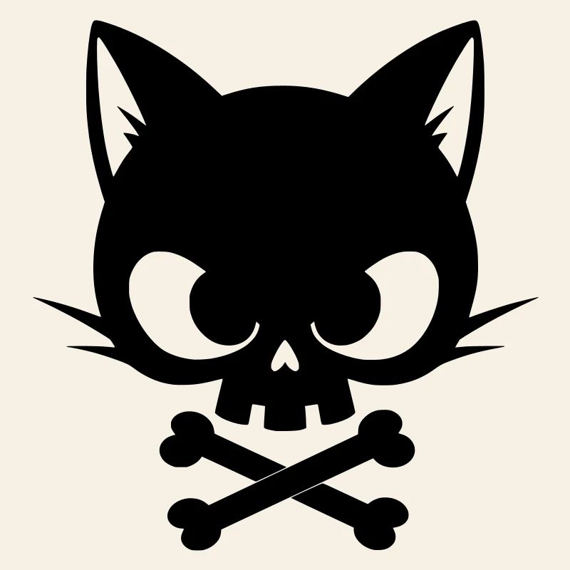 Katzen-Schädel mit Knochen | Gothic Cute Icon