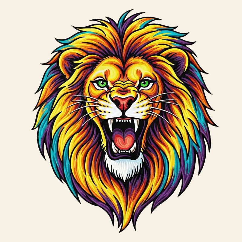 Neon-Regenbogenlöwen-Explosion