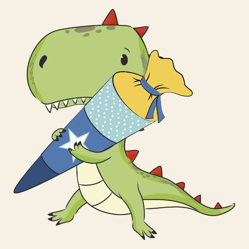 Dino avec cône d’école