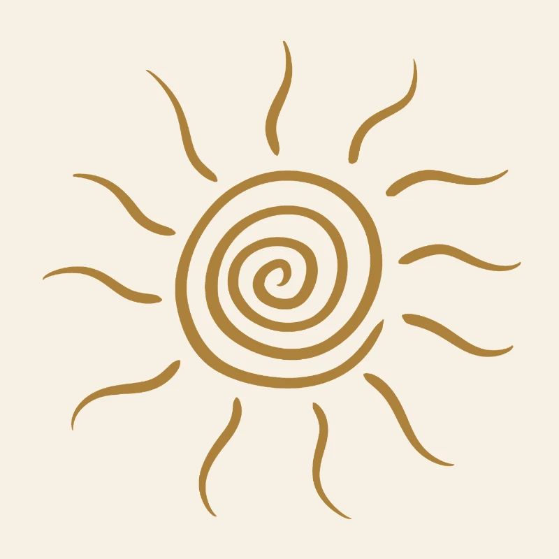 Glyphe du soleil en spirale dans la teinte dorée