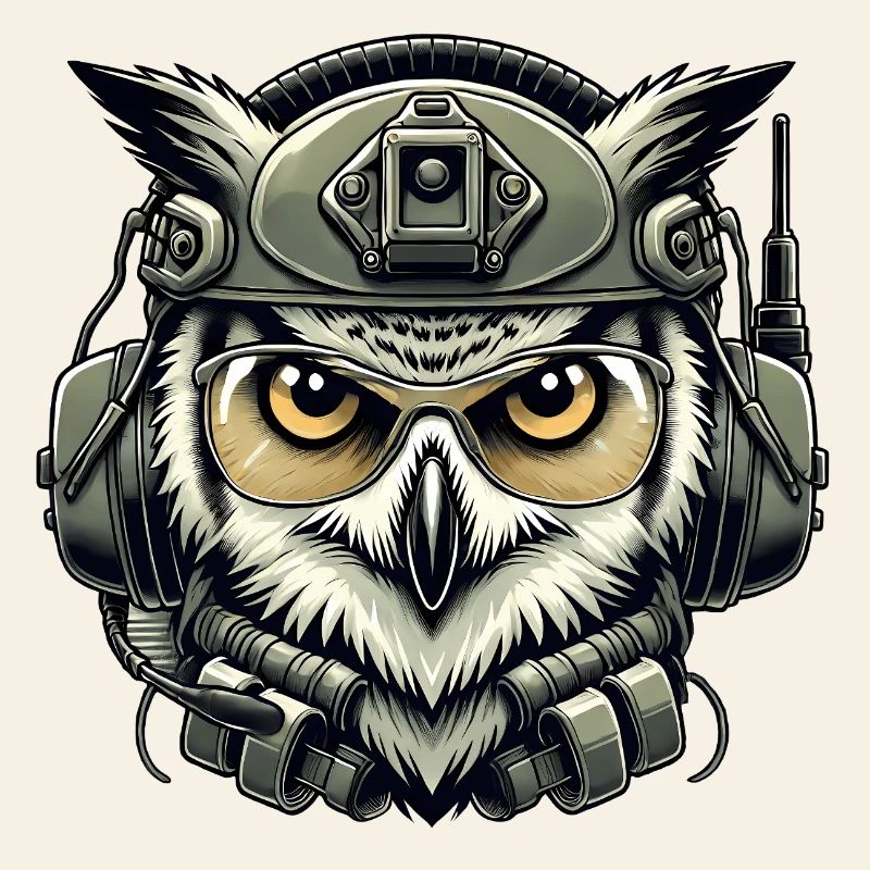 Taktische Eule mit Helm