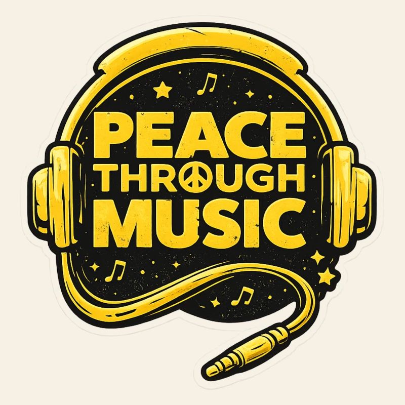 Frieden durch Musik Logo mit Kopfhörern