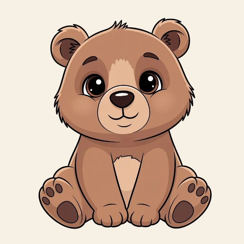 Cuddly Bear Cartoon - Cute Brown
