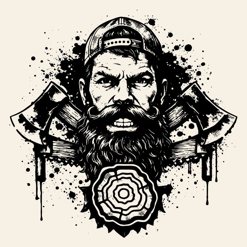 Lumberjack Stencil with Double Axe