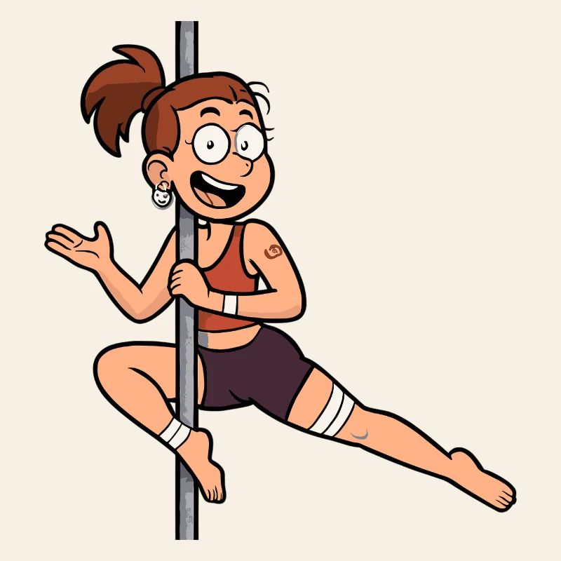 Dessin animé de pole dance – Danseur drôle