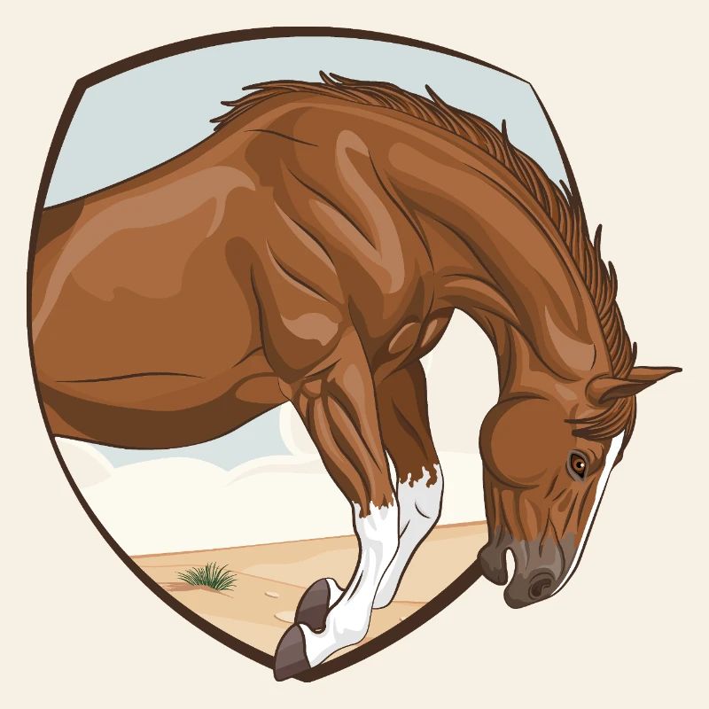 Ein Pferd, das in ein Feld springt