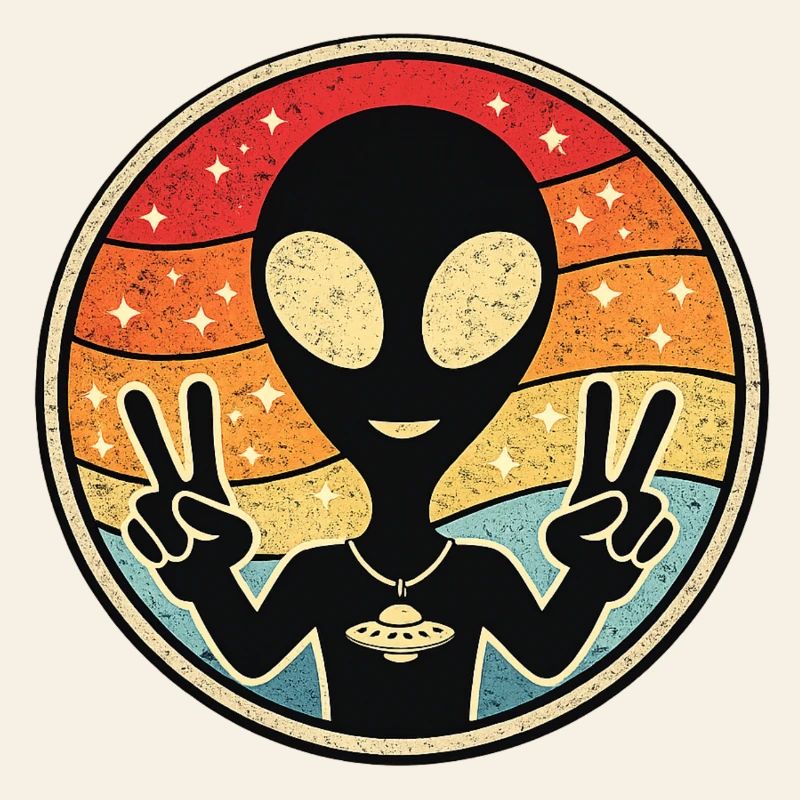 Autocollant rétro Alien Peace