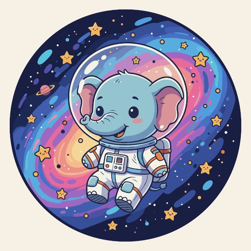 Space elephant in astronaut helmet