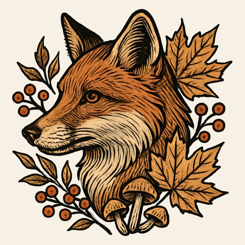 Renard d’automne dans le cercle de feuilles