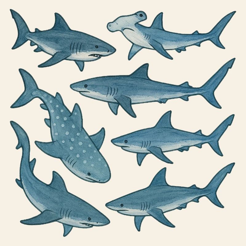 Parade du Requin Bleu Imprimé Océan