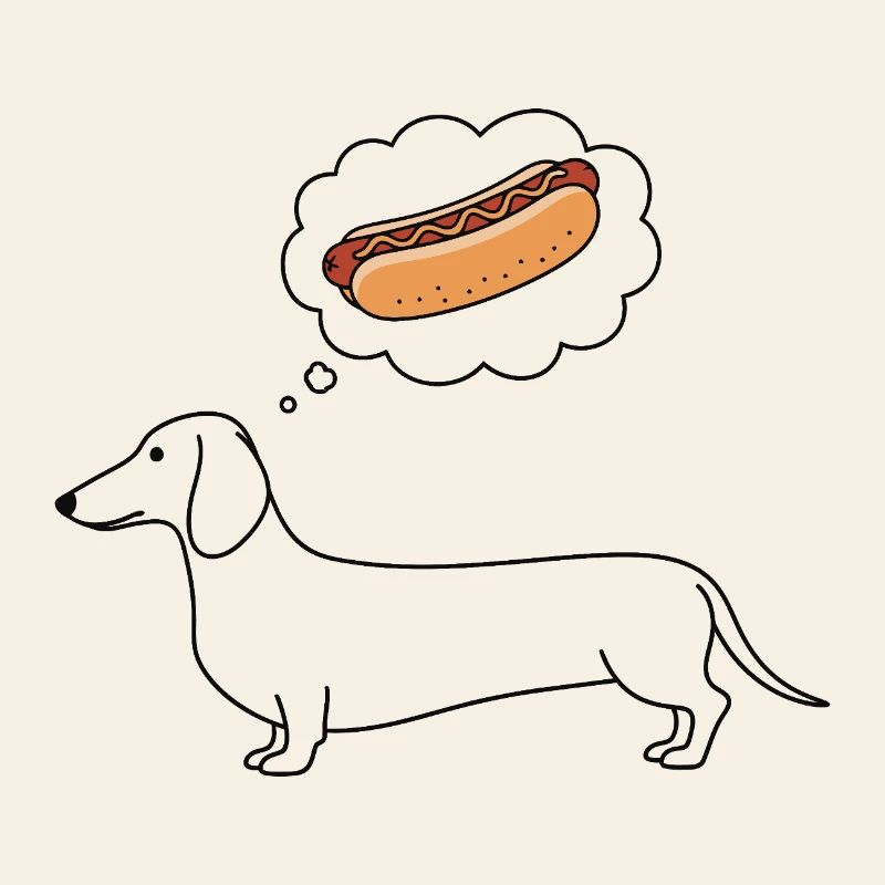 Dachshund thinks hot dog