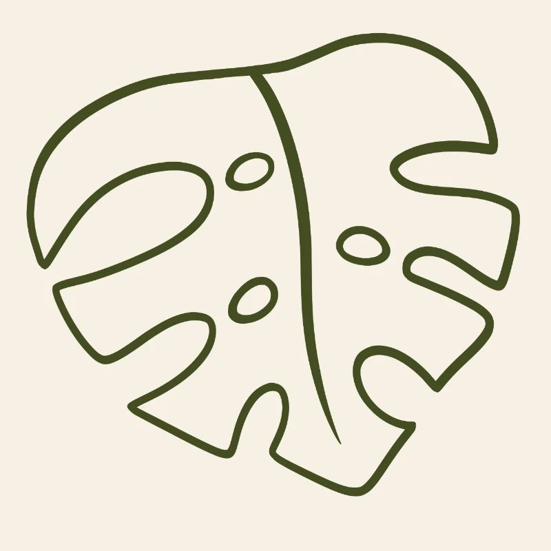 Monstera Line Art Leaf