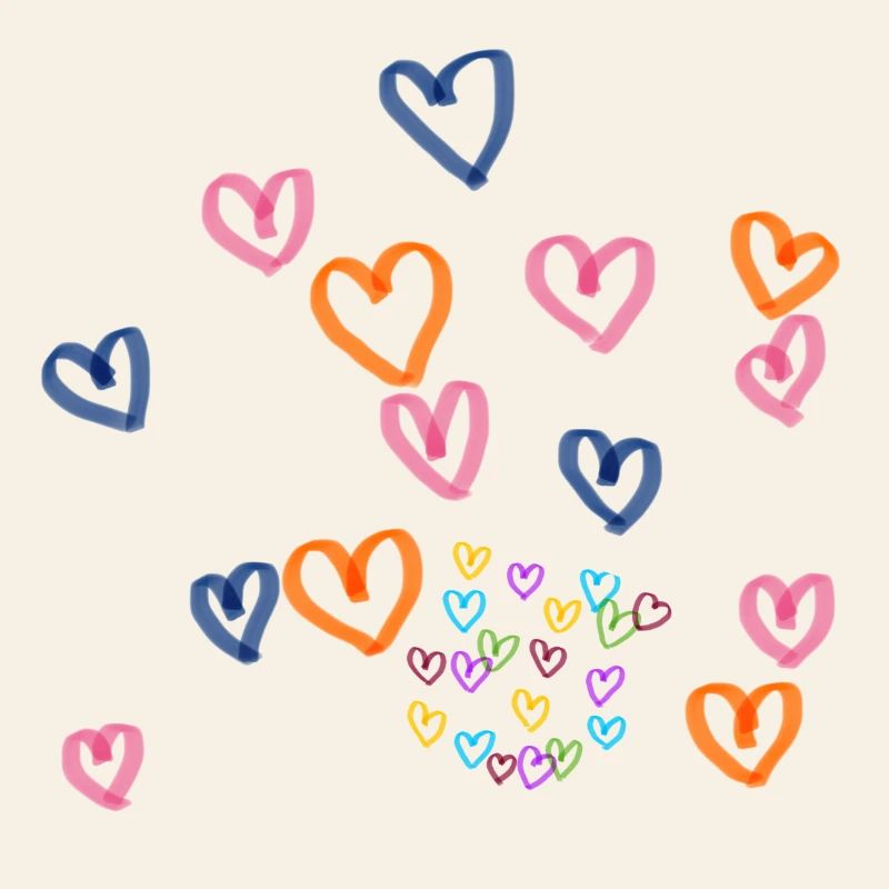 Motif de rangées de cœur coloré