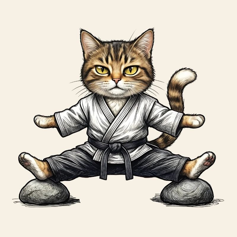 Chat Karaté aïkido en Kimono