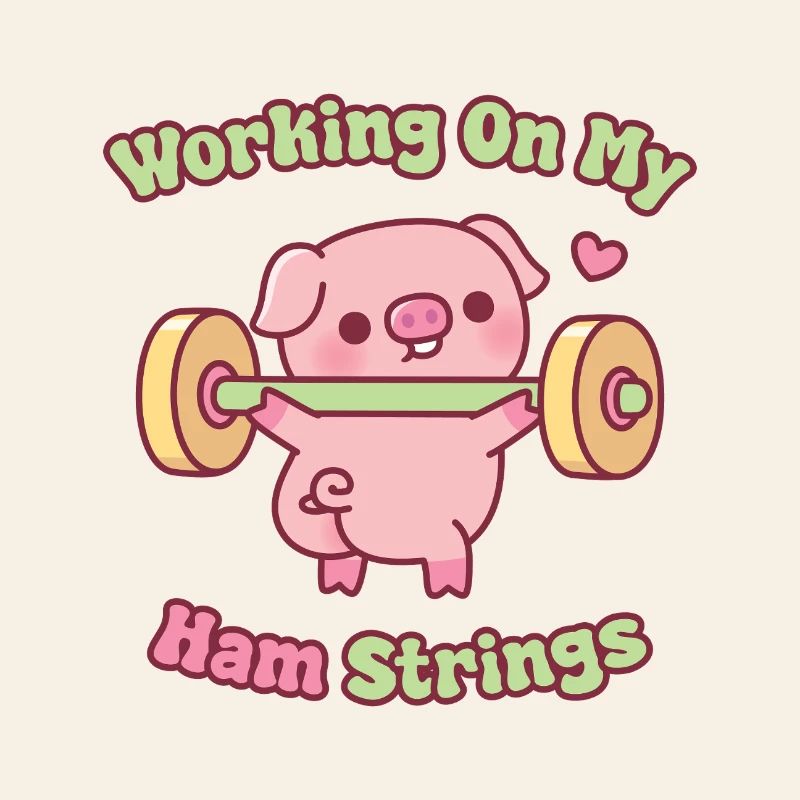 Funny Pig Lifting Weights Working On My Ham String