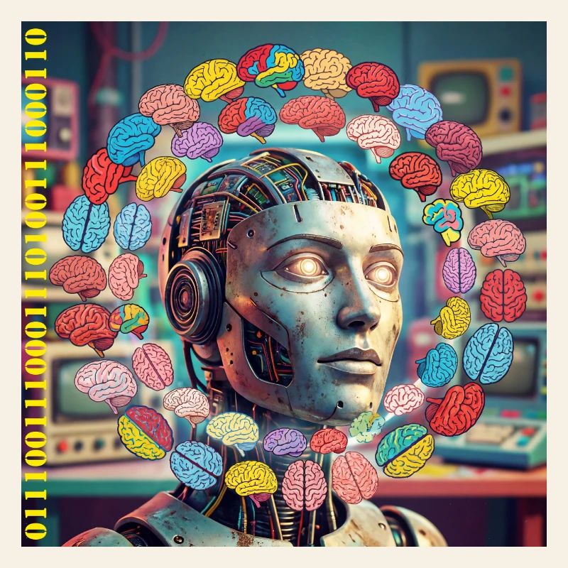 Android with brain satellites