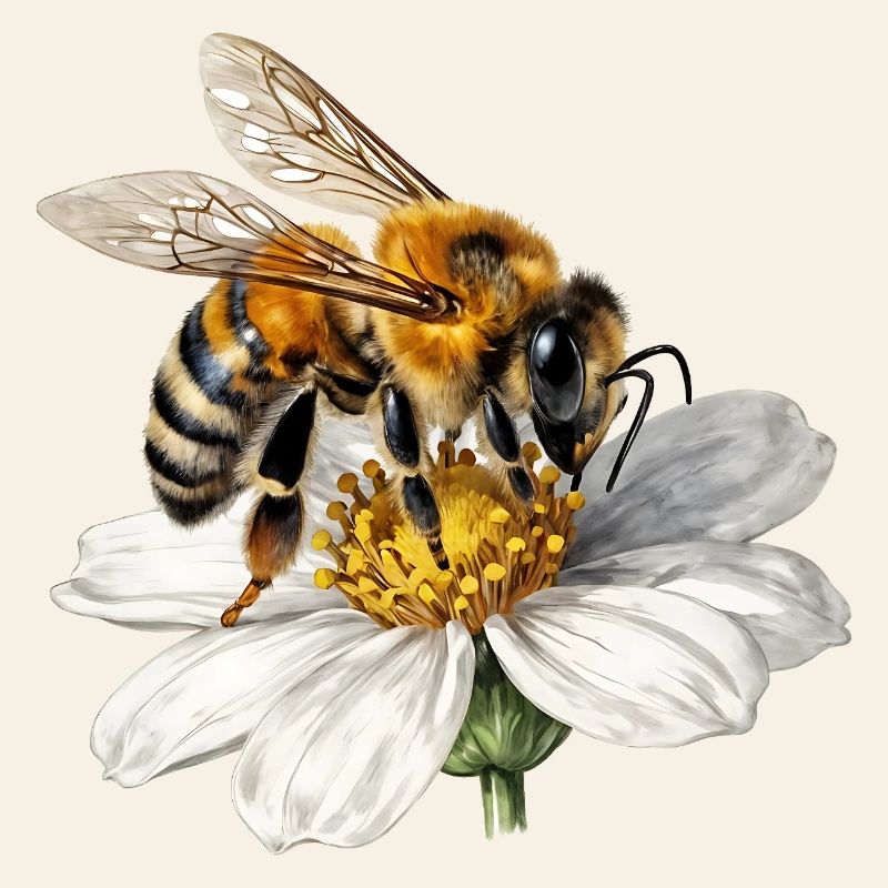 Bee on white flower