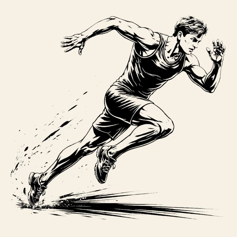 100m Sprinter Action Illustration