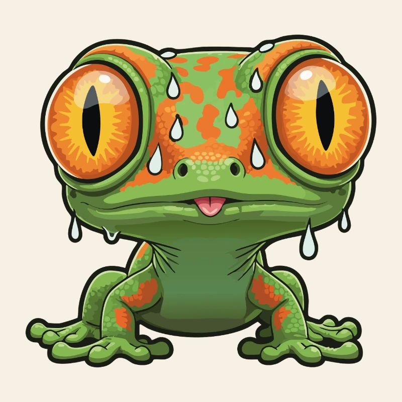 Stressed Lizard Panic Bulging Eyes Mascot