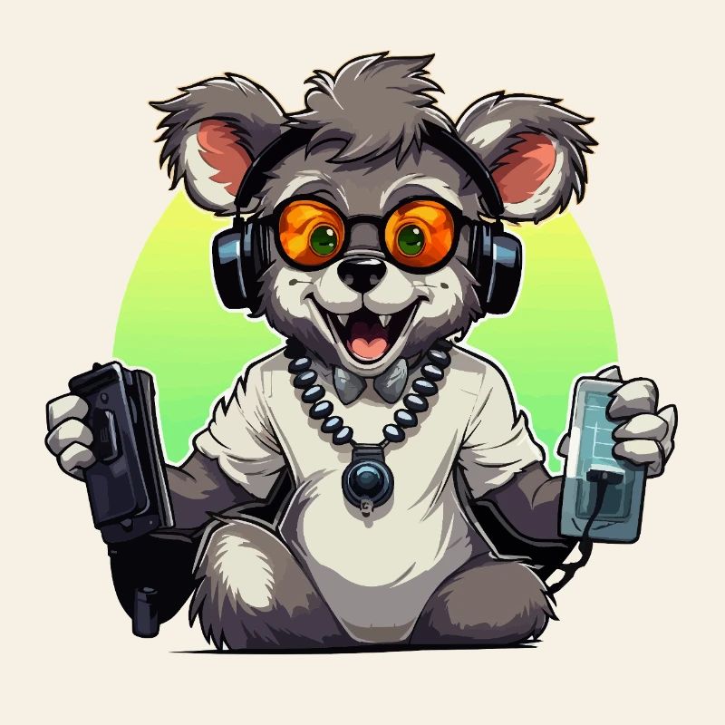 Koala gamer avec casque
