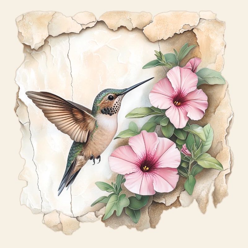 Hummingbird with flowers