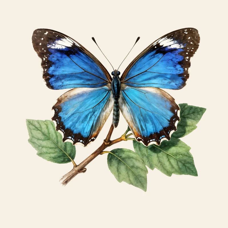 Blauer Schmetterling auf dem Ast