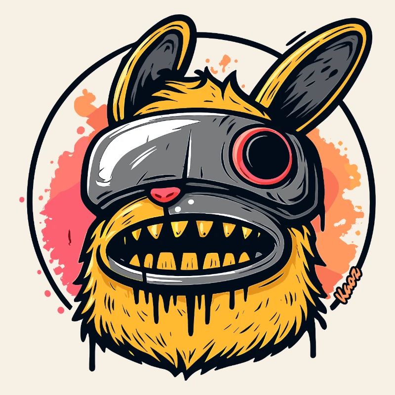 Monstre Lapin Masqué Néon