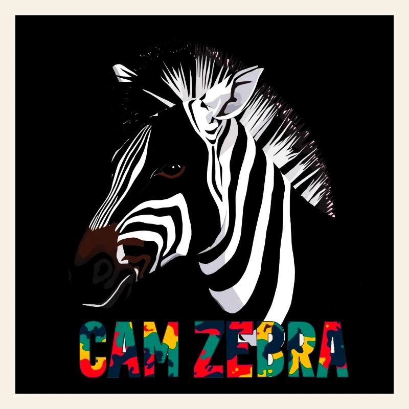Zebra-Silhouette mit farbenfroher Schrift CANZEBRA