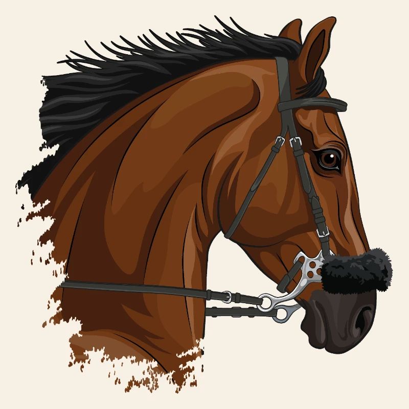 Der Kopf eines braunen Pferdes mit einem Hackamore