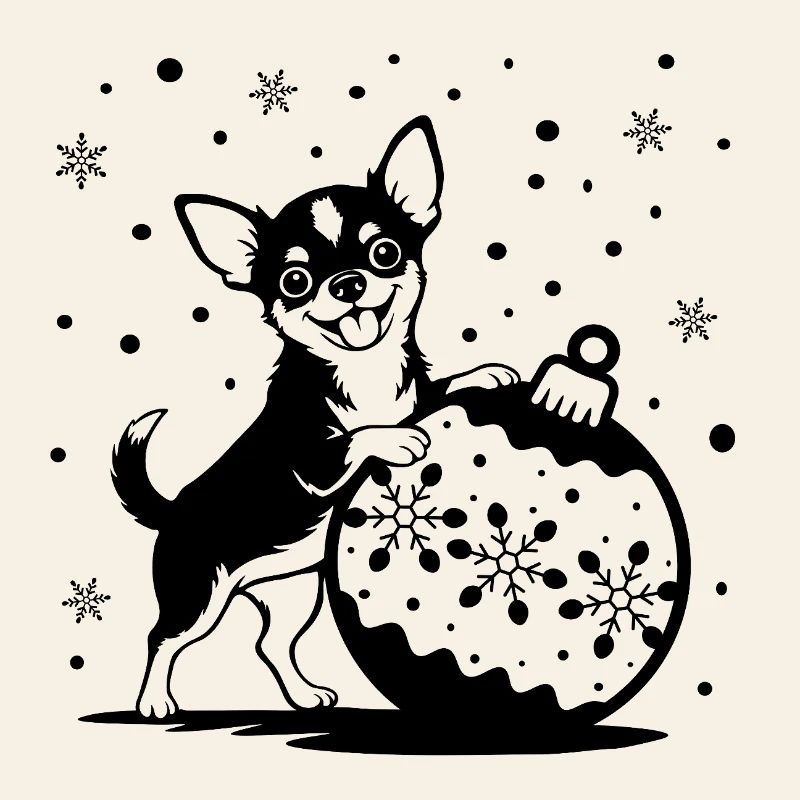 Chihuahua joyeux avec babiole de Noël