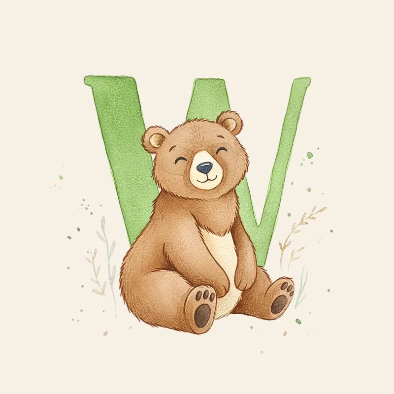 Bear with letter W