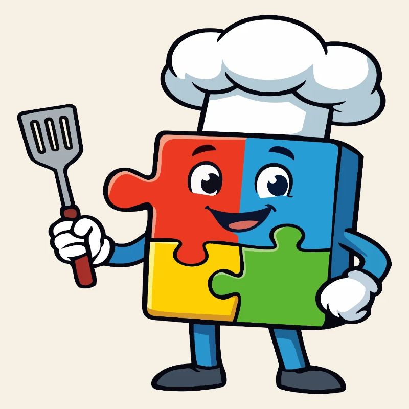 Puzzle Piece Chef Mascot