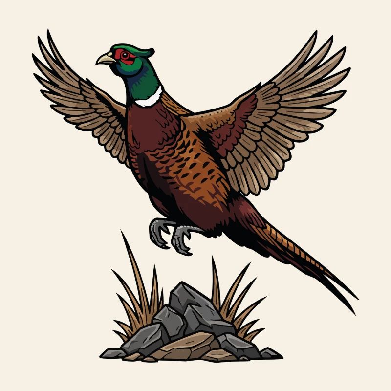 Ring-necked Pheasant in Flight Wild Nature
