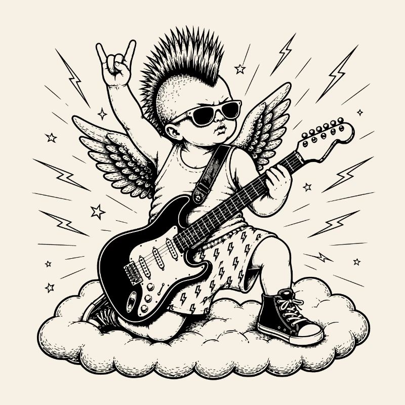 Punk Cherub mit E-Gitarre