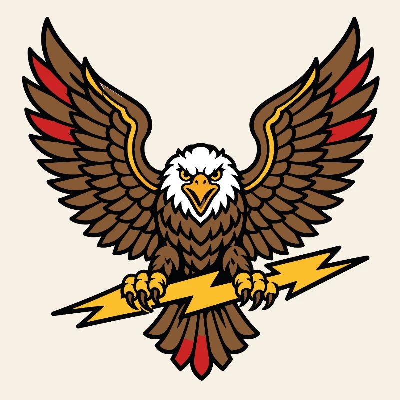 Old school tattoo style lightning eagle