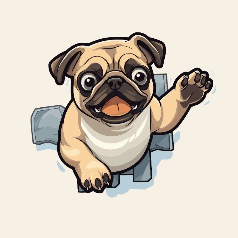 Pug Durchbruch aus Eis